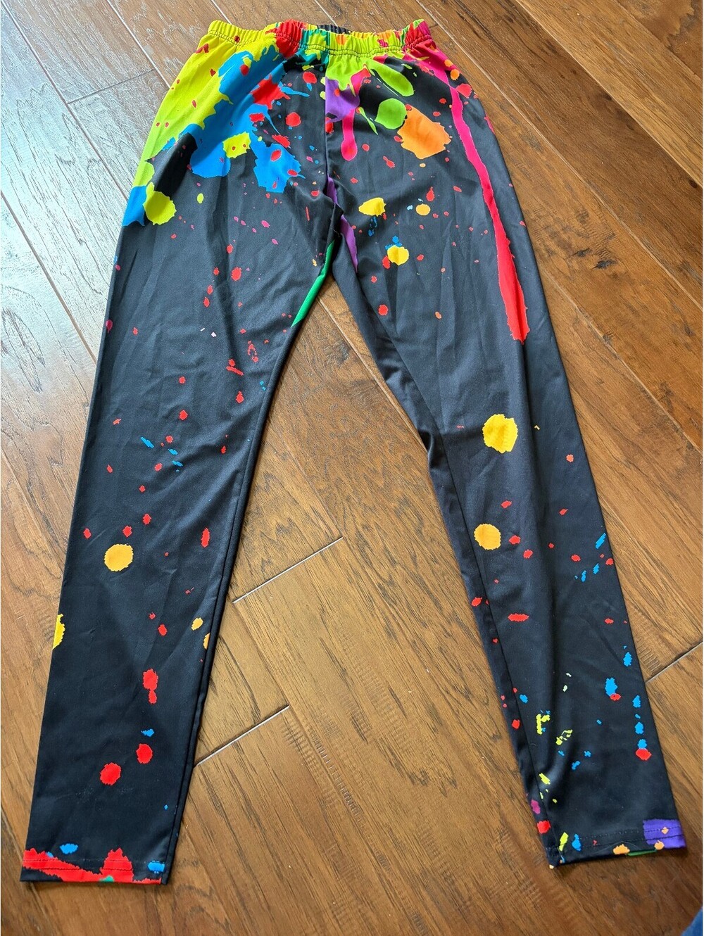 Colorful Paint Splatter Patterned Leggings Size Large